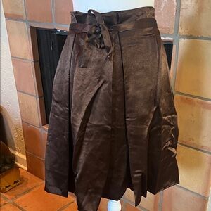 Chloe Brown Pleated Belted A-Line Mini Skirt, size 42 EU/10 US